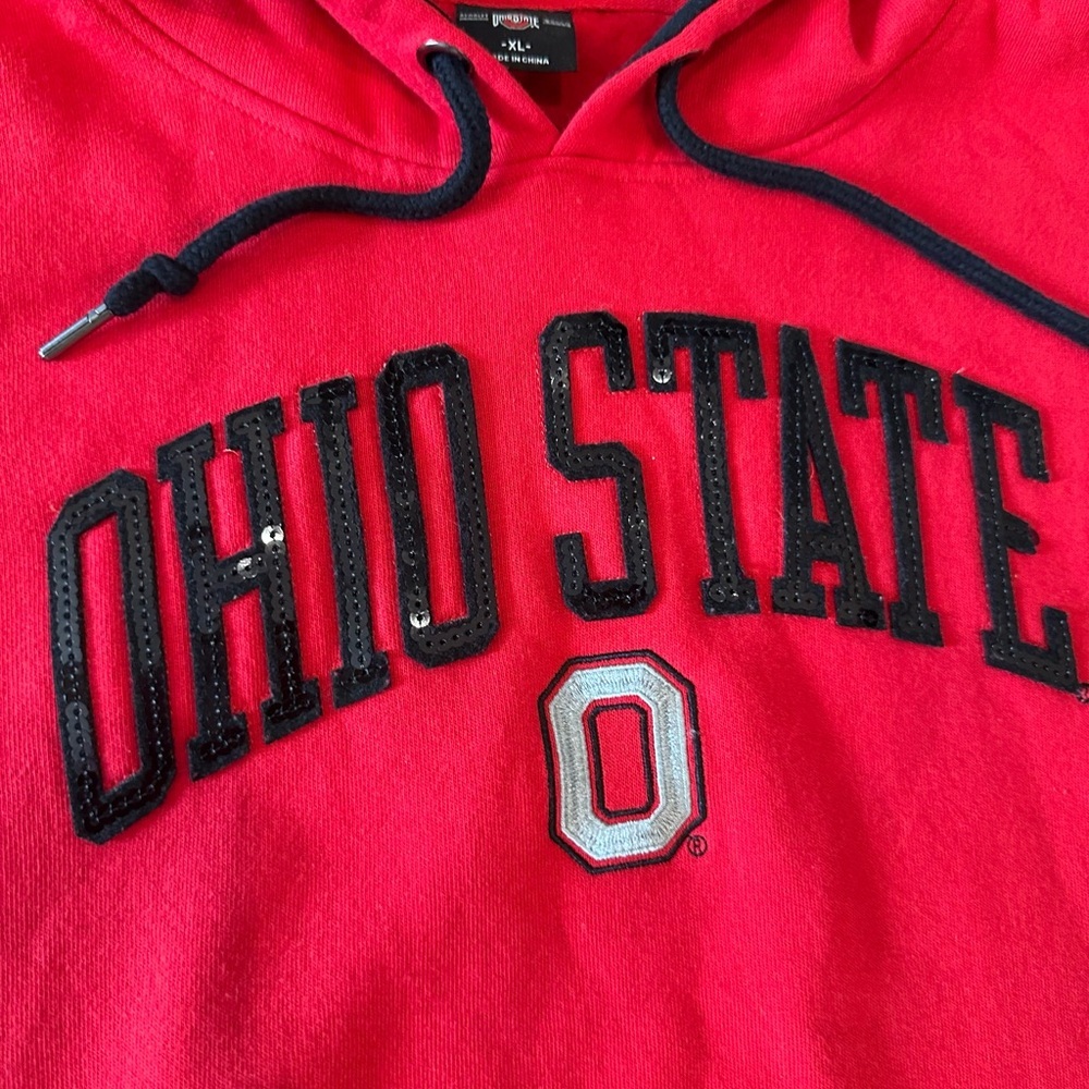 Women’s Ohio State Buckeyes Scarlet & Gray Hoodie Black Sequins Size XL - Picture 3 of 5